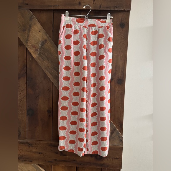 Compania Fantastica Pants - Stylish Wide Leg Pants with Orange, Pink and White Pattern
